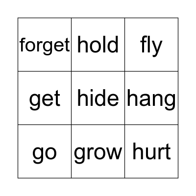 Bingo Of Verbs Bingo Card