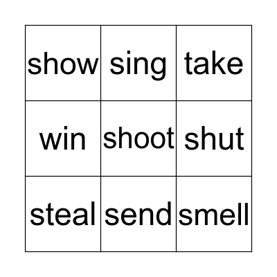 Bingo Of Verbs Bingo Card