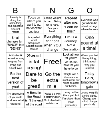 Bumper Stickers on the Road to Success Bingo Card