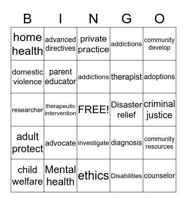 What is an MSW Bingo Card