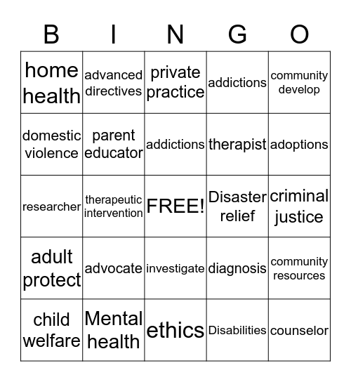 What is an MSW Bingo Card
