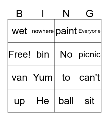 Where Can GG Sit? Bingo Card