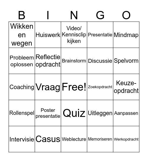 Werkvormen Bingo Card