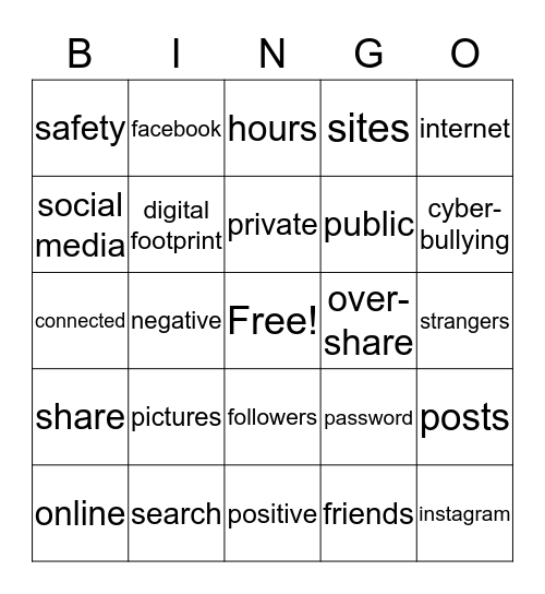 Social Media Bingo Card