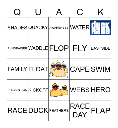 2017 DUCK RACE BINGO Card