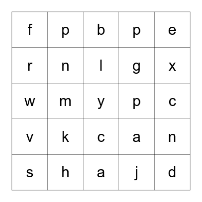 Alphabet Week 1 and 2 Bingo Card