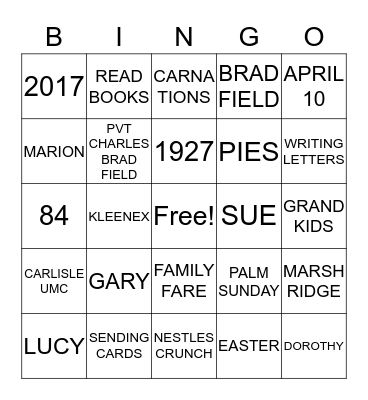 GRANDMA   B  BINGO Card