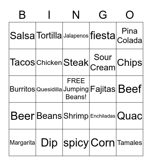 Mexican Bingo Card