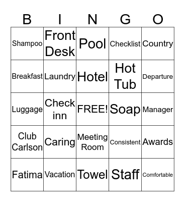 Country Inn and Suites-Woodbirdge Bingo Card
