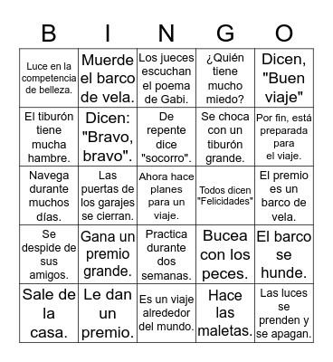 Gabi 8, 9, 10, 11  Bingo Card
