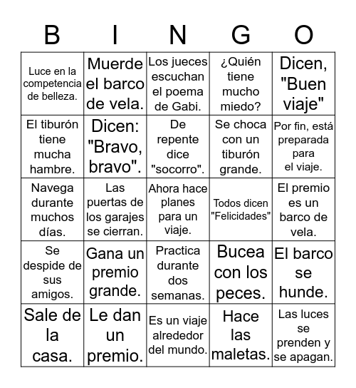 Gabi 8, 9, 10, 11  Bingo Card