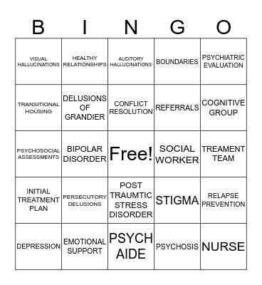 MY TREATMENT PLAN Bingo Card