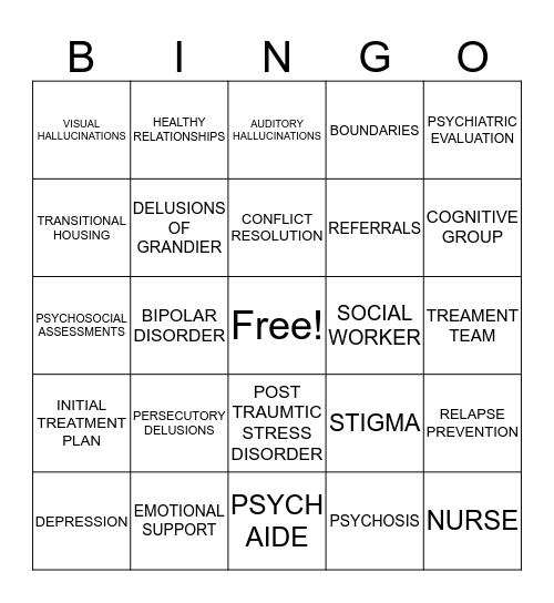 MY TREATMENT PLAN Bingo Card