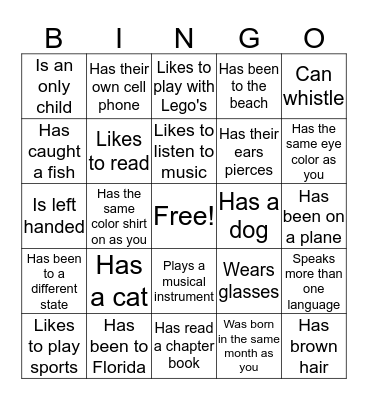 People BINGO! Bingo Card