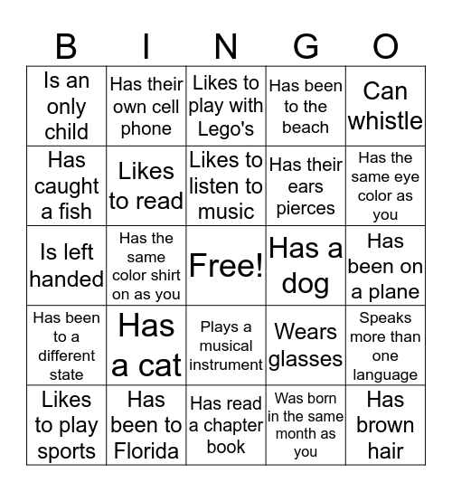 People BINGO! Bingo Card