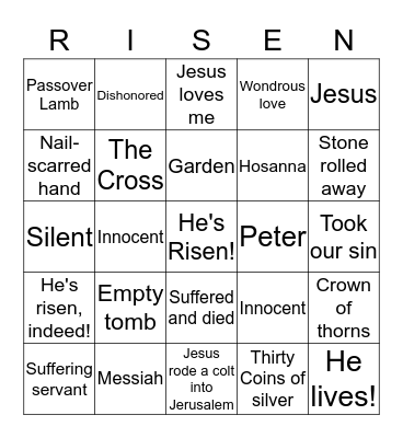 He's Risen  Bingo Card