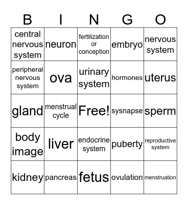Growth and Development Bingo pt2 Bingo Card