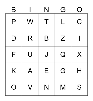 Alphabet Bingo Card