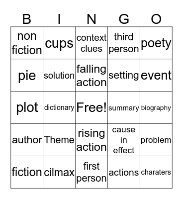 reading bingo Card