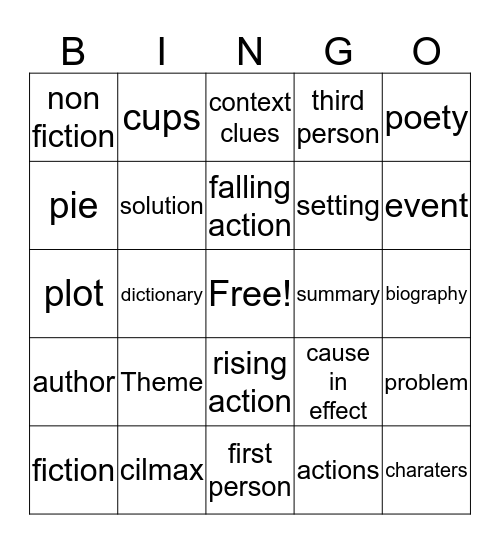 reading bingo Card