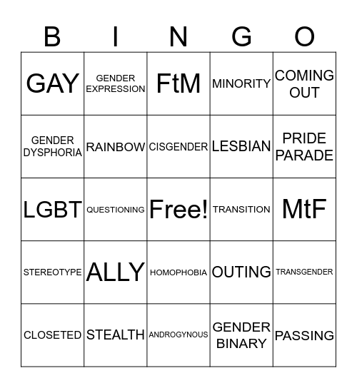 LGBT BINGO Card