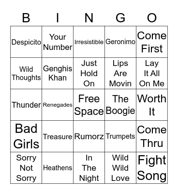 Top 40 - Card 1 Bingo Card