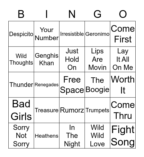 Top 40 - Card 1 Bingo Card