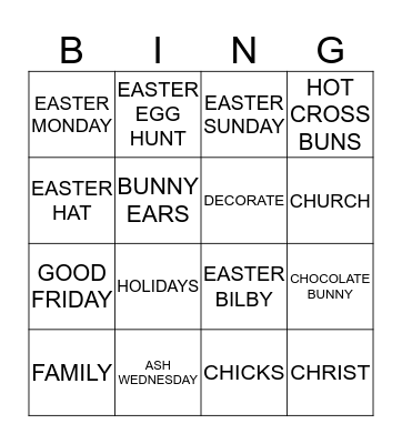 EASTER Bingo Card