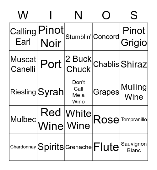 Don't Call Me a Wino - BottleLuck  Bingo Card