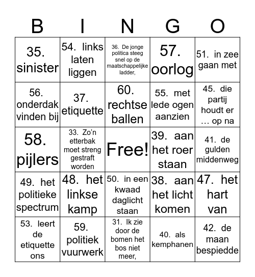 NN h3 deel 2 woordenschat Bingo Card
