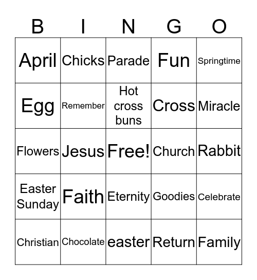 Easter bingo Card