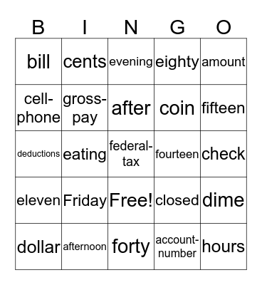 Foundation Unit 3 Bingo Card
