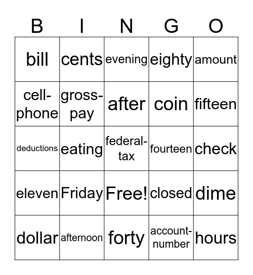 Foundation Unit 3 Bingo Card