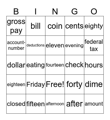 Foundation Unit 3 Bingo Card