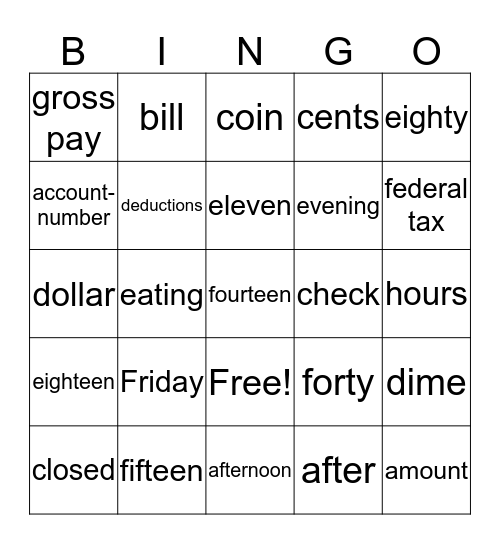 Foundation Unit 3 Bingo Card