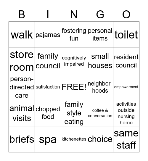 Culture Change Bingo Card