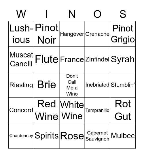 Don't Call Me a Wino - BottleLuck  Bingo Card