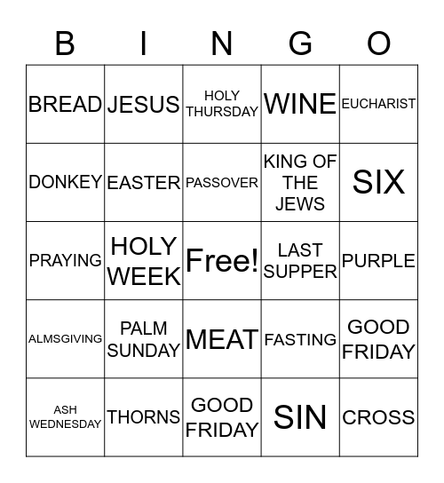 LENT BINGO Card