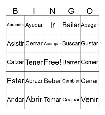 Spanish Bingo Card