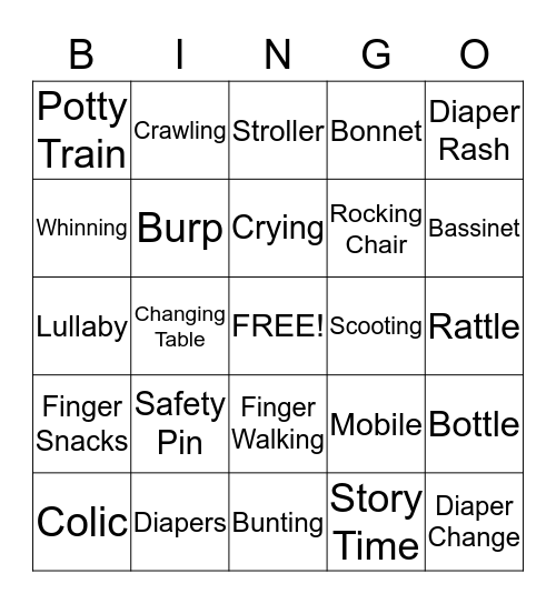 Thing Related to A Baby Bingo Card
