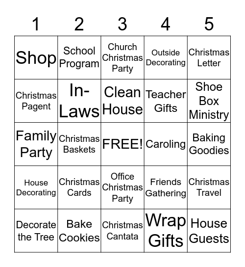 Can Martha Have a Mary Christmas? Bingo Card
