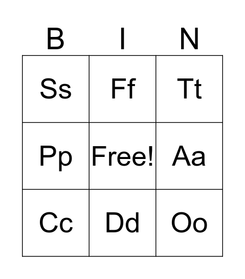 Alphabet Tales Bingo Card