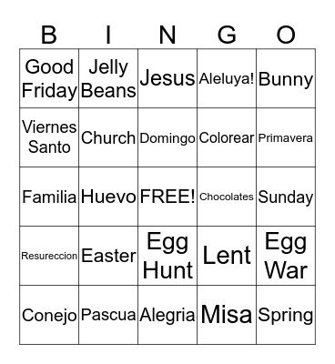EASTER/PASCUA Bingo Card
