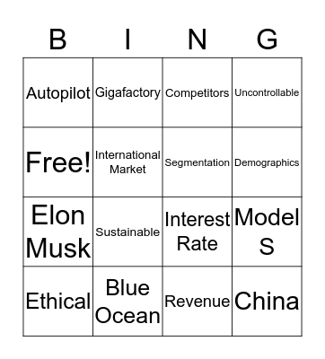 Tesla Bingo! Bingo Card