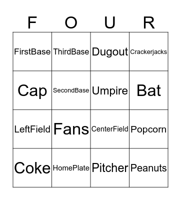 Four in a Row Bingo Card