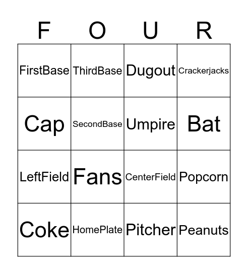 Four in a Row Bingo Card