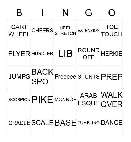 MUSTANGS CHEER Bingo Card