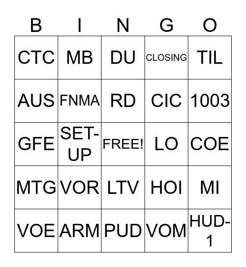 LINGO BINGO Card