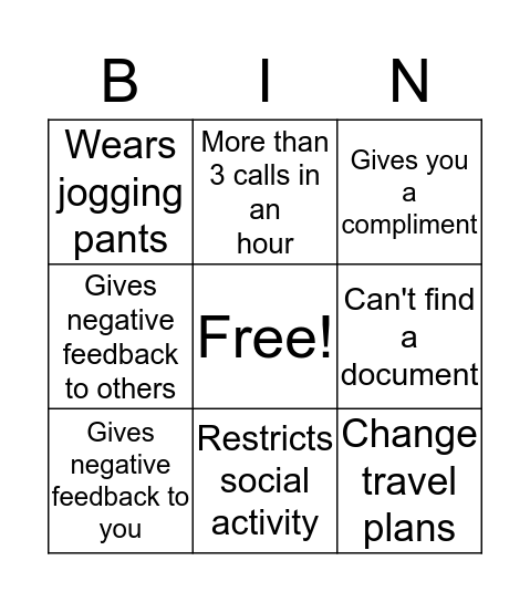 Dobbs Bingo Card