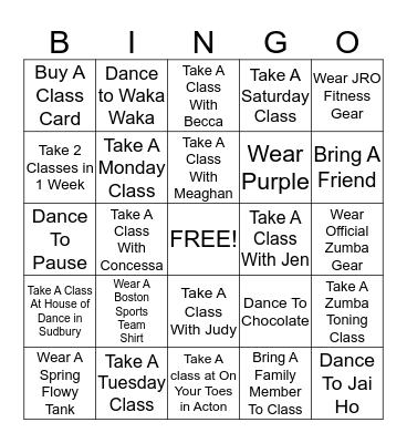 JRO Fitness Beach Bingo Card